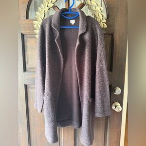 Cozy Open-Front Bouclé Cardigan - Dark Grey